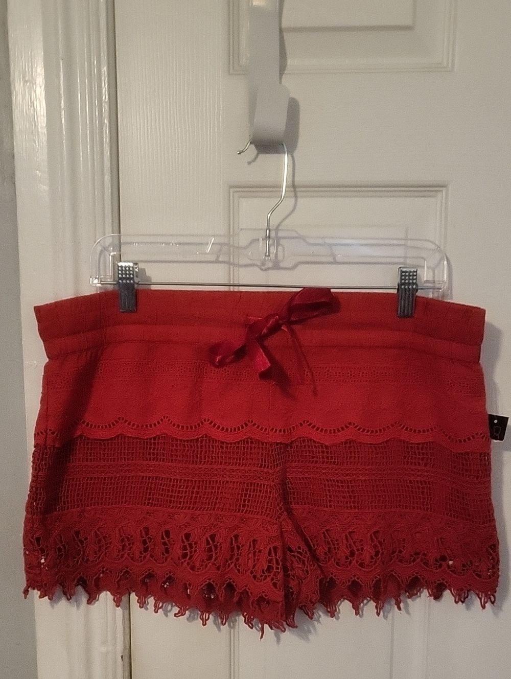NWT No Boundaries Red Crochet Detail Drawstring Shorts